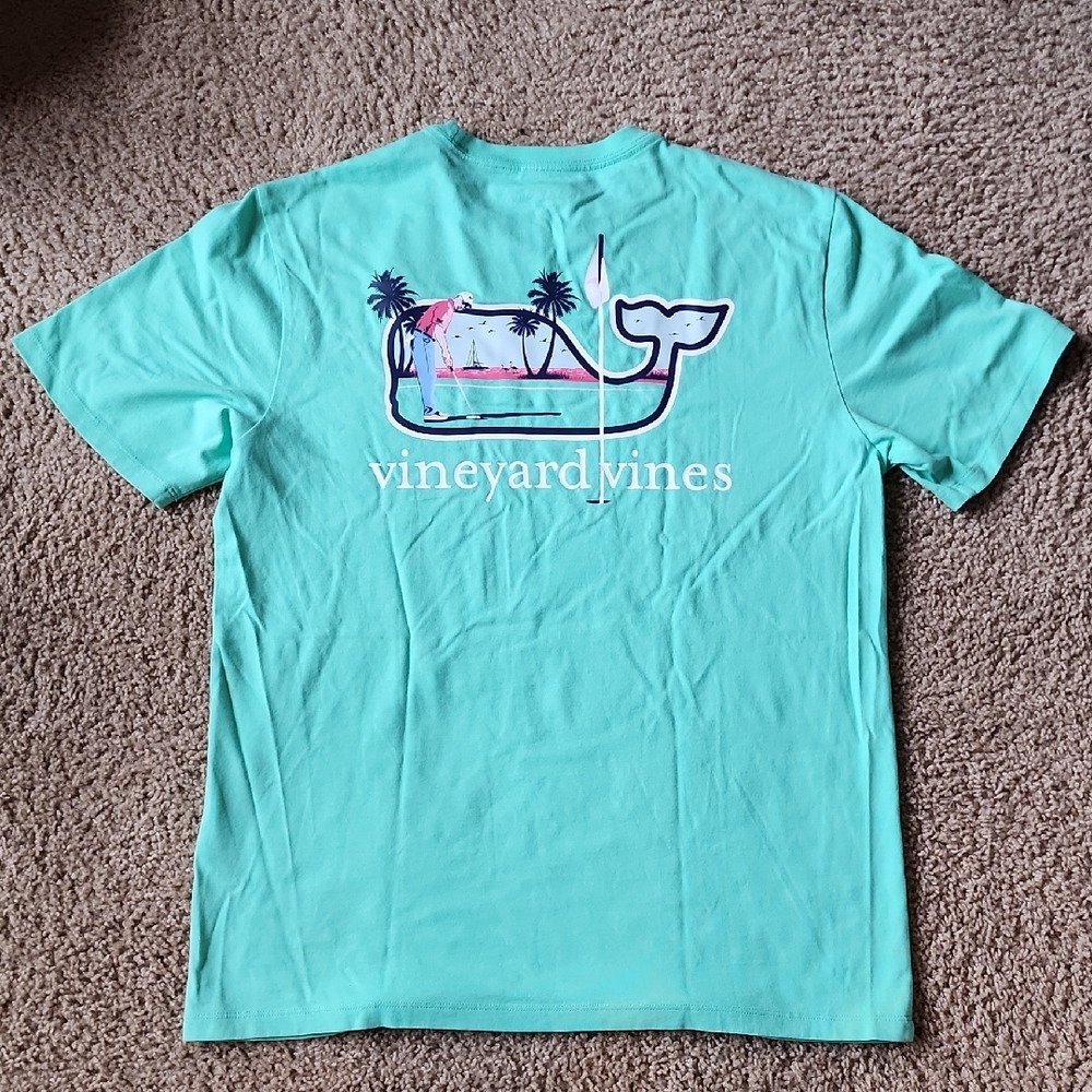 Vineyard Vines Green Short Sleeve Tee with Whale Graphic